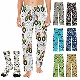 Personalized Face Pj Pants for Dad, Customized Happy Father's Day Pajama Bottoms Socks for Dad Stepdad Husband Grandpa Him Uncle, Funny Mens Sleep Pants Daddy Present from Daughter Son Wife