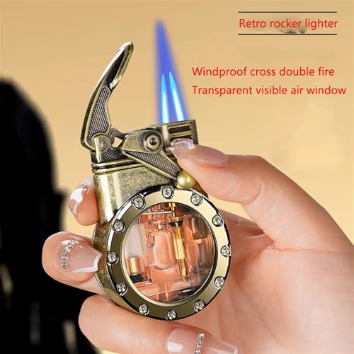 Encendedor Retro de Doble Llama a Butano Bronce miniatura 3