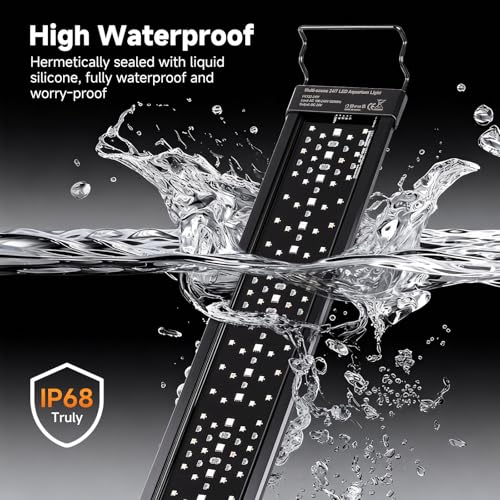 Fishnanny Fish Tank Light, 24/7 Mode Aquarium Light with One-Touch Calibrate Local Time, IP68-Waterproof RGB Full Spectrum Led Grow Lights with 9 Colors DIY, 9 Timer, 10 Brightness, Memory Function - Image 5