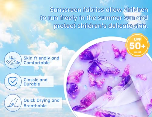 Image of Girls Tankini Swimsuit UPF50+ Ruffle 2 Piece Bathing Suit Full Coverage Kids Swimwear Ages 2-14 Years