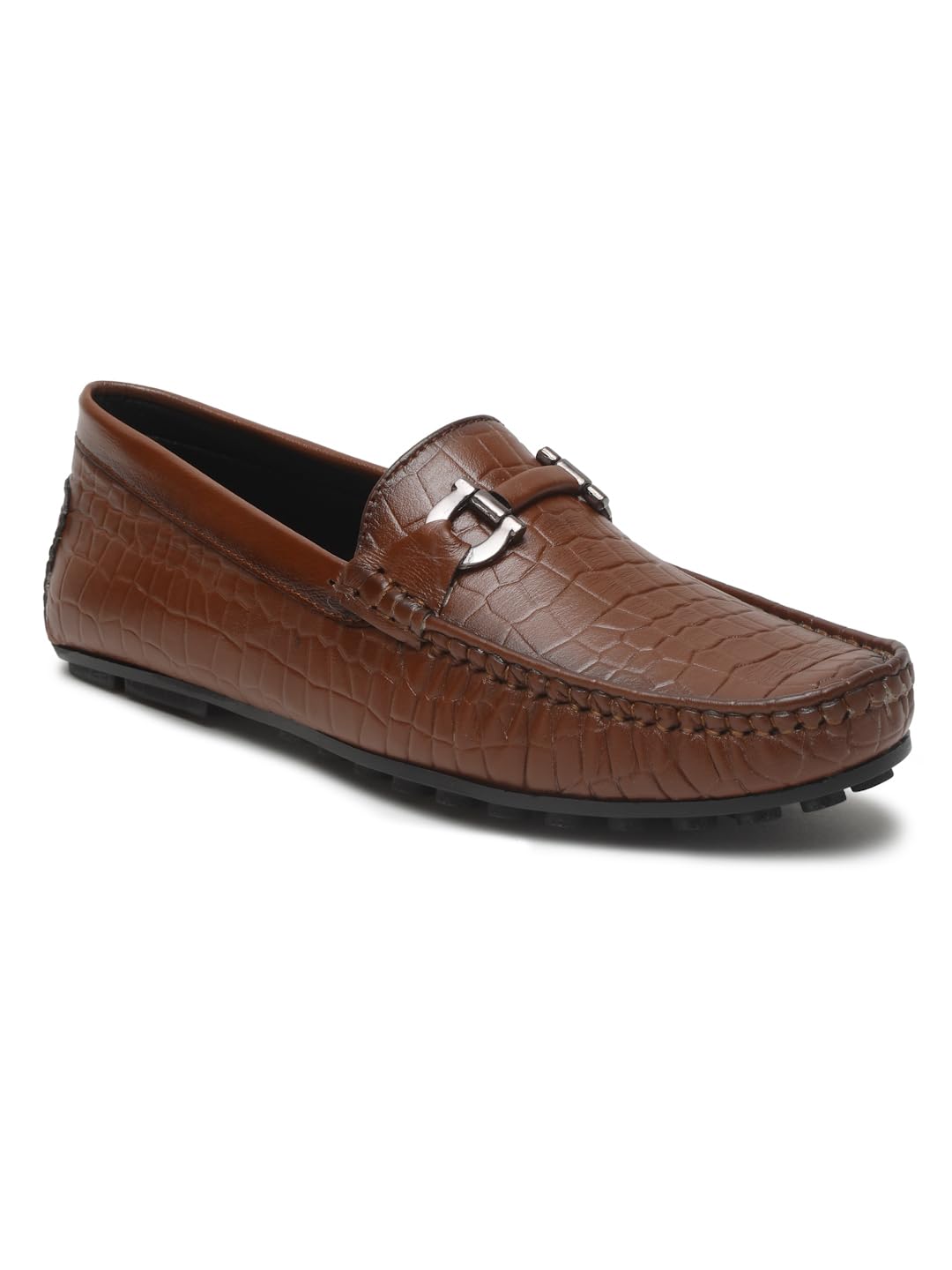 teakwood leathers Men's Textured Leather Classy 360 Flexible Loafer Shoe, Leather Loafers for Men | Flat Heel-picture-22