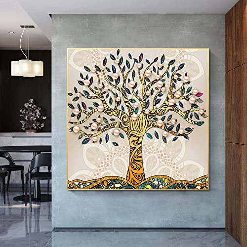 Affiches impression mur photo arbre de vie abstrait decoration maison salon 50x50cm