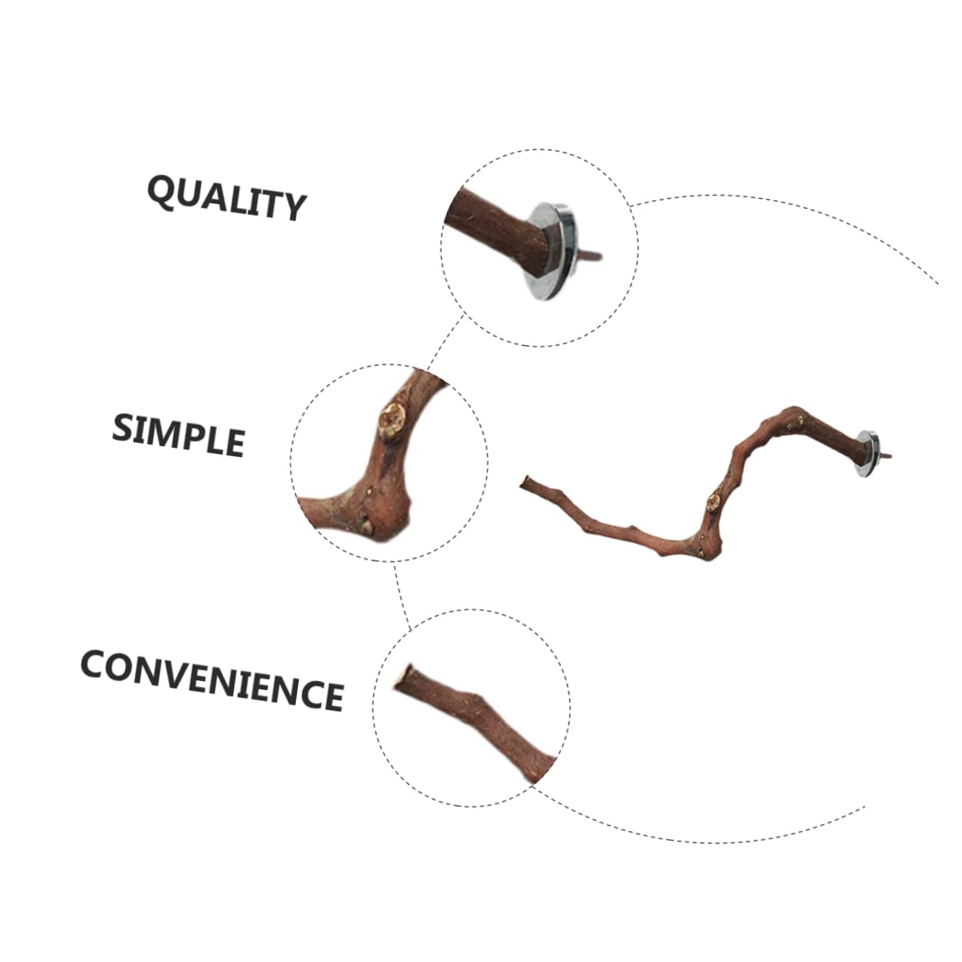 POPETPOP Lot De 3 Jouets pour Cage À Oiseaux Tige Debout Jouet Dentraînement pour Perroquet Jouet À Mâcher pour Animaux De Compagnie Branche en Bois Naturel Jouets Dexercice pour Oiseaux