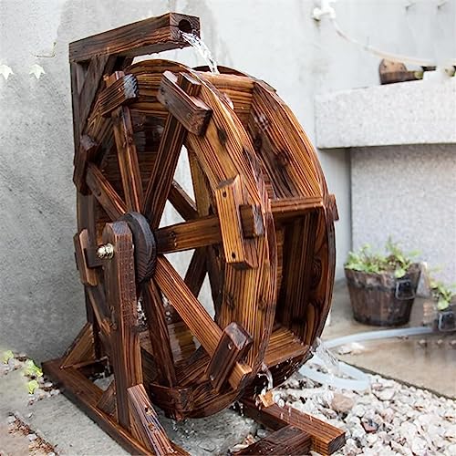 Roue à eau décorative en bois vintage pour étang et grand bain d'oiseaux rustique