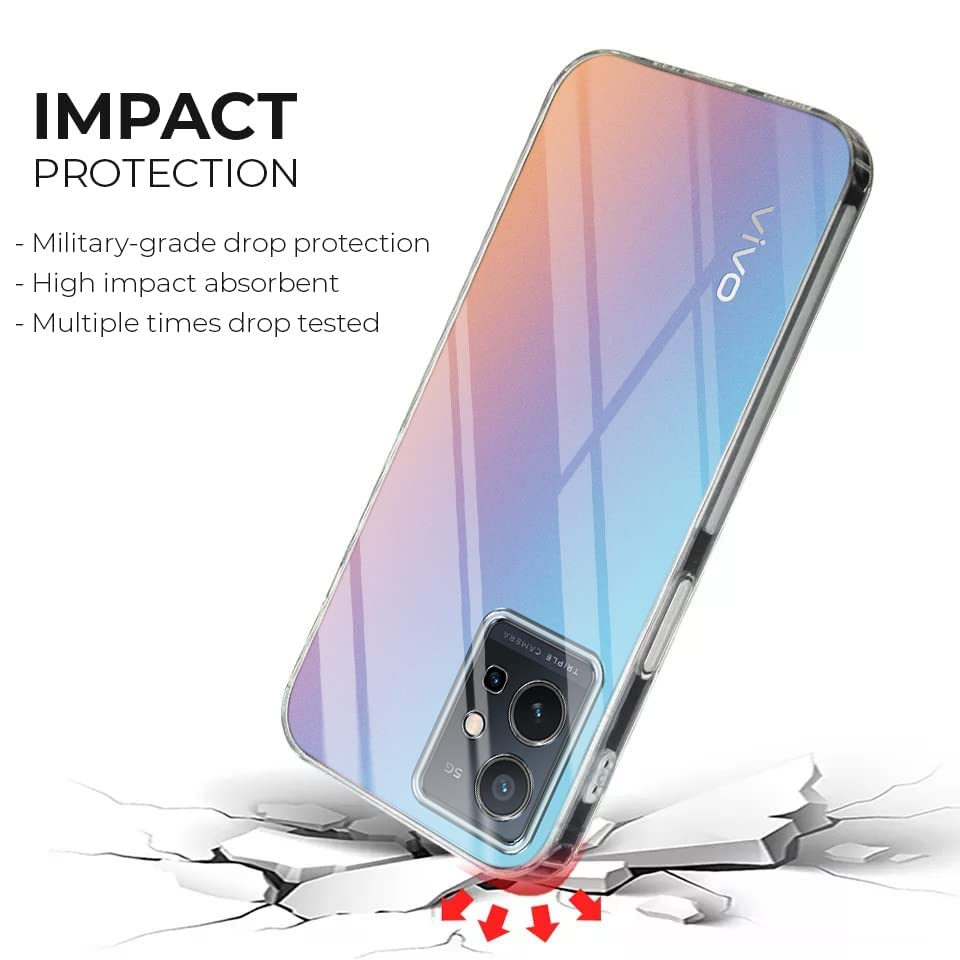 Image of Jkobi Silicone Back Cover Case for Vivo Y75 5G | Y55 5G (Clear Shockproof Case with Camera Protection | Soft and Flexible | Transparent)