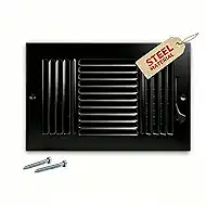 10x6 Inch Duct Opening 3-Way Steel Ceiling Register, Sidewall Air Vent Grille with Manual Adjustable Damper, HVAC Vent Cover for Home Office Bathroom Toilet