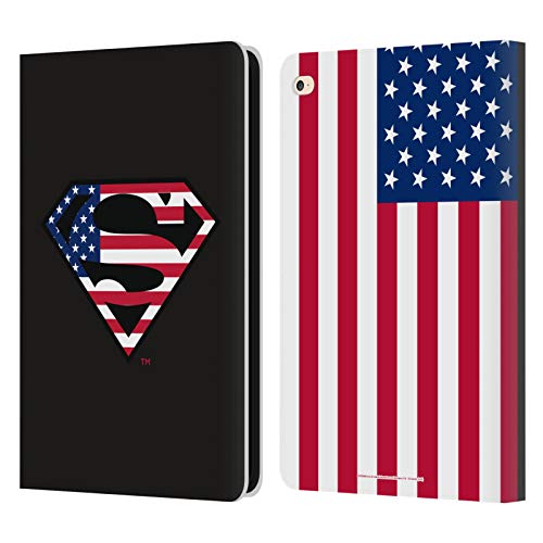 Head Case Designs Licenciado Oficialmente Superman DC Comics Bandera de Estados Unidos 2 Logotipos Carcasa de Cuero Tipo Libro Compatible con Apple iPad Air 2 (2014)