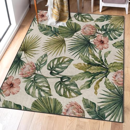 Tapete decorativo 5'x7' lavable con diseño tropical miniatura 2
