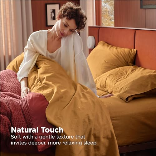 Image of Bedsure PureWoven Linen Sheets King Size, Cotton Linen Blend Sheets, 4PCS