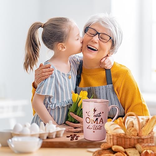 Oma Geschenk für Geburtstag, Beste Oma der Welt, 400ml Rosa Tasse Geschenke – Ansicht 6