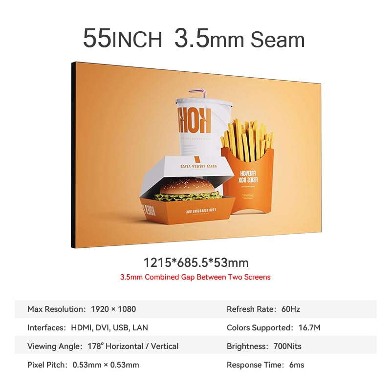 5534 fhd video wall display panel ultra-narrow 35mm bezel-to-bezel 700 nits 247 operation modular splicing from 1x2 to 4x4 and more for control rooms digital signage display