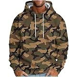 Monday Cyber Deals 2024 Mens Camo Color Hoodies Casual Fall Loose Drawstring Hoodie Sweatshirt Active Outwear Fashion Long Sleeve Sweatshirts My Your Orders Big and Tall Hoodies for Men Multicolor 3X