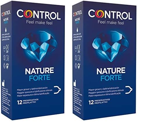 Control Preservativos Nature Forte. Caja de 12 Condones, Mayor Grosor, Lubricados, Gama Placer Natural, Sexo Seguro. Disfruta de unos Preservativos con Ajuste Perfecto para una Relación Segura.