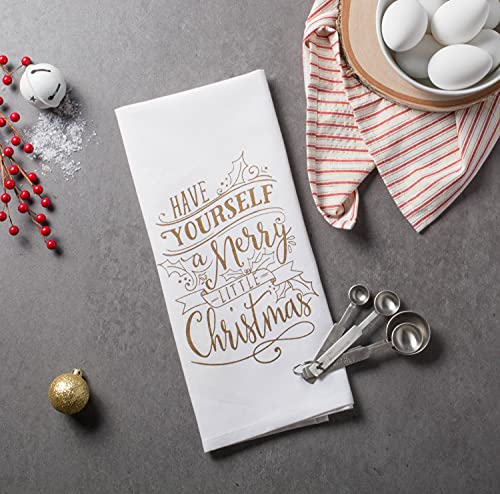 Image of DII Christmas Tea Towels Decorative Kitchen Dish Towel Set, 18x28, Merry Wishes, 2 Piece