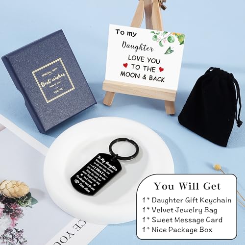Image of Gifts for Daughter from Mom, Teen Girl Gift Keychain, Remember I Love You Keychain for Birthday Christmas Valentines Day Graduation Inspirational