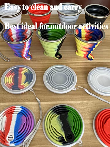 Newmcury Silicone Collapsible Travel Cup With Lid,Camouflage Outdoor Drinking Cup,Portable Drinking Mug, Expandable Folding Camping Cup 4 Mixed Color (Fine) #TOP5