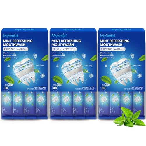 Image of MySmile Mouthwash Alcohol Free, Mouth Wash for Adults, Travel Mouthwash Helps Kill 99% of Bad Breath Germs, Prevents Cavities, Fluoride Free, Fresh Mint