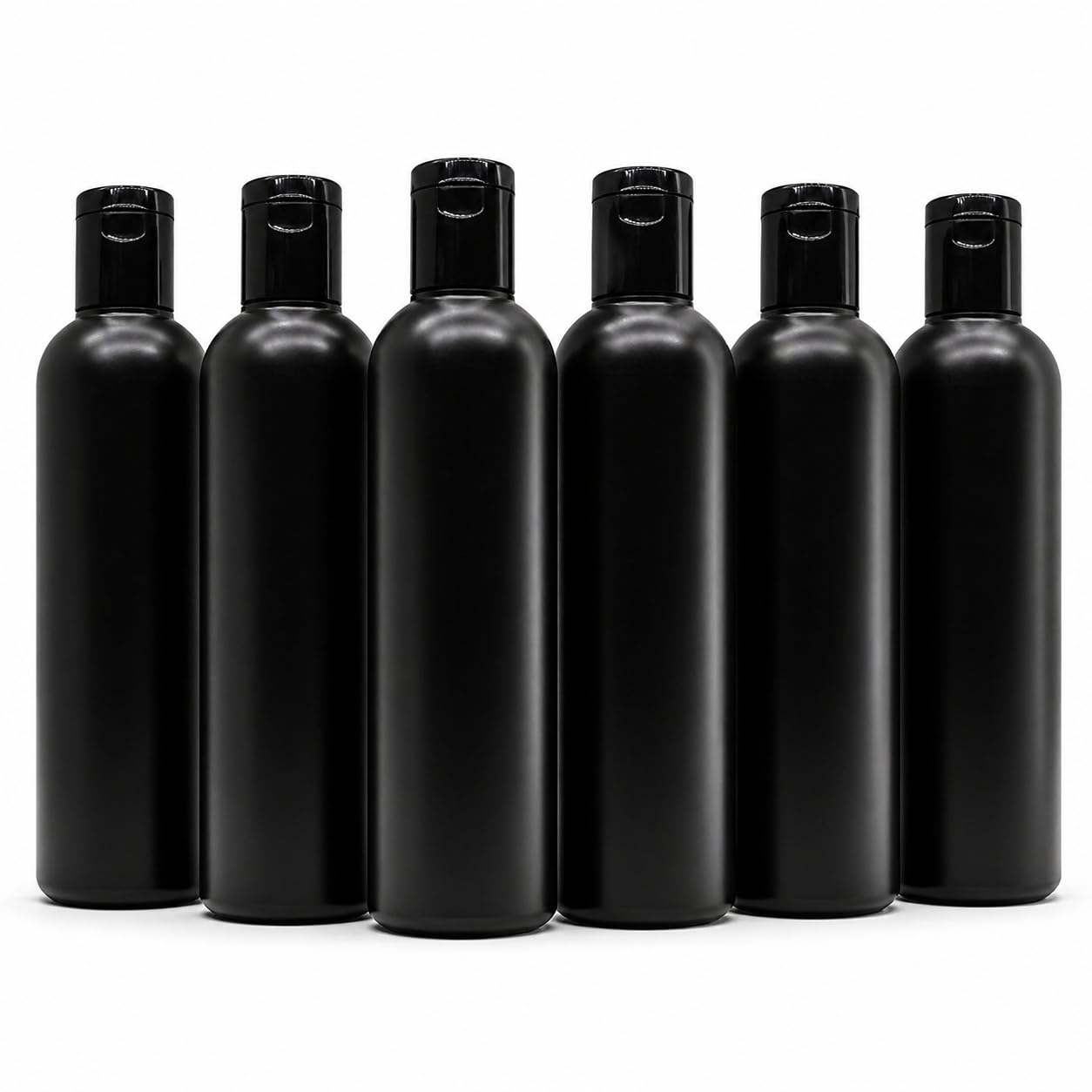 Empty Black HDPE Bottle with Disc Flip Top Cap Refillable Reusable Cosmetic Container for Lotion Shampoo Oil Toner Serum Conditioner BPA free Leakage proof - 200ml(Pack of 6)-image-31