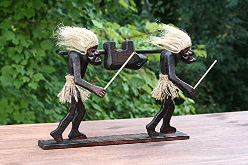G6 Collection Handmade Wooden Primitive Hunters Tribal Funny Statue Sculpture African Tiki Bar Handcrafted Unique Gift Home Decor Accent Figurine Decoration Artwork Hand Carved (Hunting) #TOP2