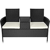 TecTake Rattan Gartenbank weisse Sitzkissen - 3