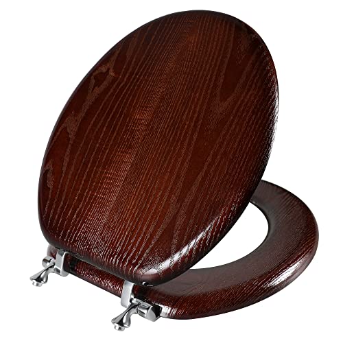 Angel Shield Durable Wood Veneer Natural Toilet Seat Metal Hinged Easy Clean Anti-scratch American...