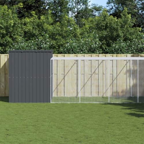 Teenpull Caseta para perros con caño antracita de acero galvanizado, 214 x 661 x 181 cm, resistente, resistente a la intemperie, con espaciosa casa para perros, para jardín, terraza, exterior, como