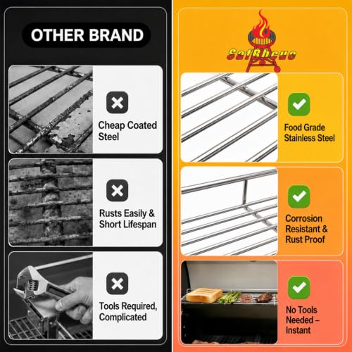 Image of GR001 Grill Warming Rack Replacement for Captiva Designs 4-Burner Gas Grill | Stainless steel, rust-proof. Expands upper cooking space for buns, veggies & meat. Tool-free drop-in.Hold Warm, Not Overcook.