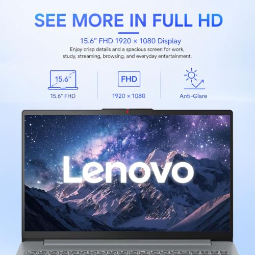 Image of Lenovo IdeaPad Slim 3i 15.6 inch FHD Ready-to-Use Laptop with Microsoft 365 | 8GB DDR5 RAM | 128GB SSD + 500GB External | WiFi 6 | Dolby Audio | HDMI & SD Card Reader | Win 11 | Portable for Work & Study