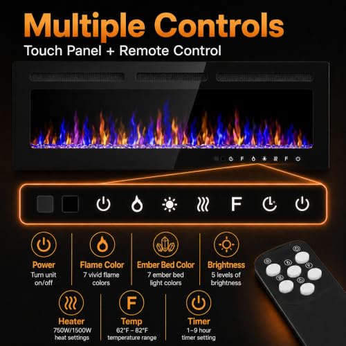 Image of GarveeTech 68 Inch Electric Fireplace Recessed and Wall Mounted