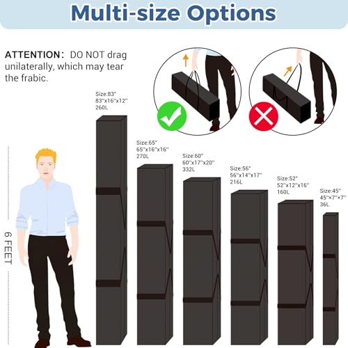 Image of COOLBEBE 83 inch x 16 inch x 12 inch Extra Large Tent Storage Bag - 260L Heavy Duty Waterproof Duffle Bag for Tent Poles, Canopy, Hammock, Tripod, Fishing Gear, Sports Equipment & Outdoor Moving, Black