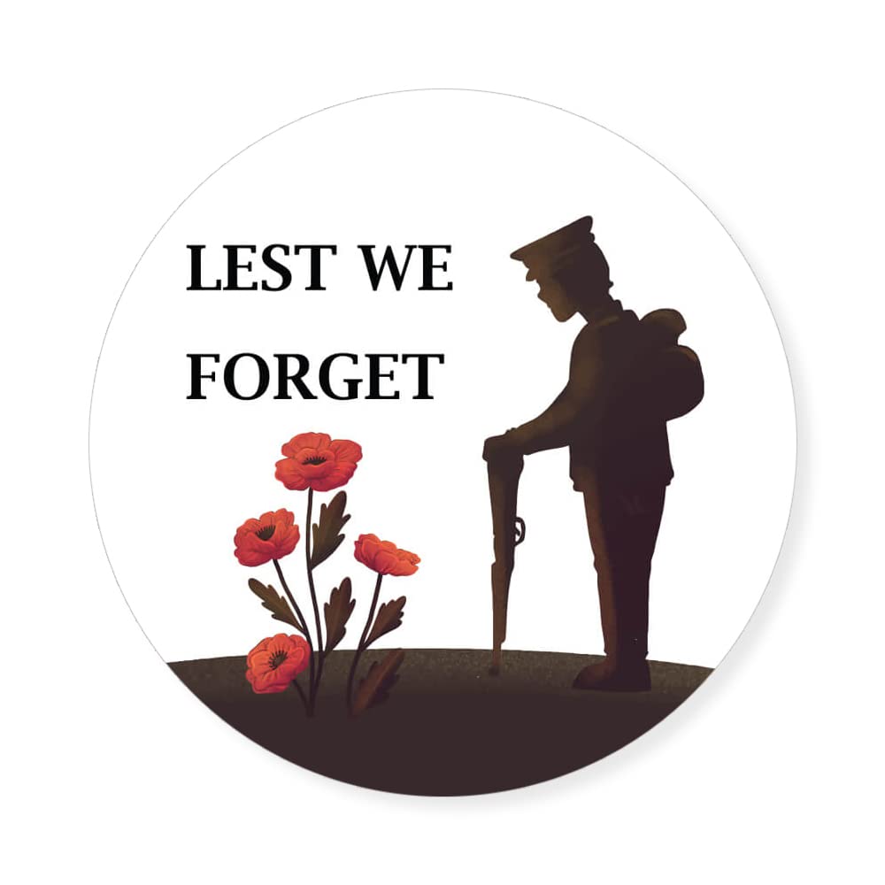 Pack of 18 Clear Remembrance Day Label (65 mm) Remembrance Poppy Stickers for Laptop Papa Prints®