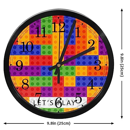Horloge murale pour maison et cuisine style Let's Play à blocs colorés