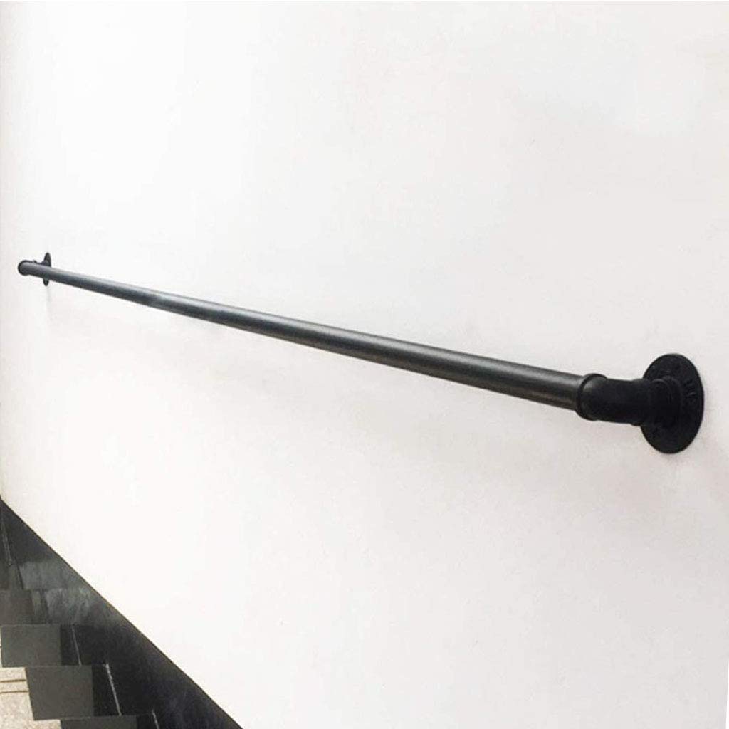 Gyeqxkt Women's Black Industrial Wrought Iron Wall Mounted Handrail For Elderly 120Cm Exterior Stair Handrail Kit