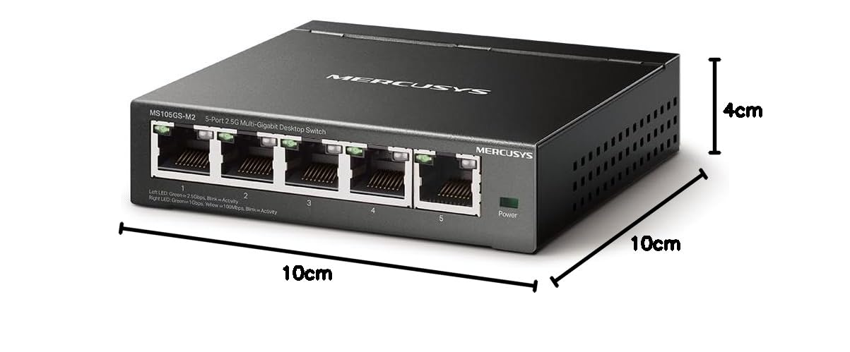 Mercusys MS105GS-M2 Switch 2.5 Gigabit 5 Ports 2.5Gbps, Ethernet, RJ45, Metal Case, Plug and Play, 2.5G NAS, 2.5G Server, Gaming Computer, 4K Video