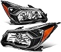 Auto Dynasty Factory Style Halogen Headlights Assembly Compatible with Subaru Forester SJ 2014-2016, Driver and Passenger Side, Black Housing Amber Corner