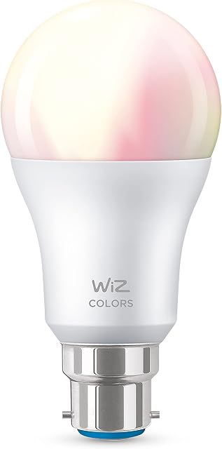 WiZ Colour[B22 Bayonet Cap] Smart Connected WiFi Light Bulb. 60W Colour and White Light, App Control for Home Indoor Lighting, Livingroom, Bedroom., Multicolor