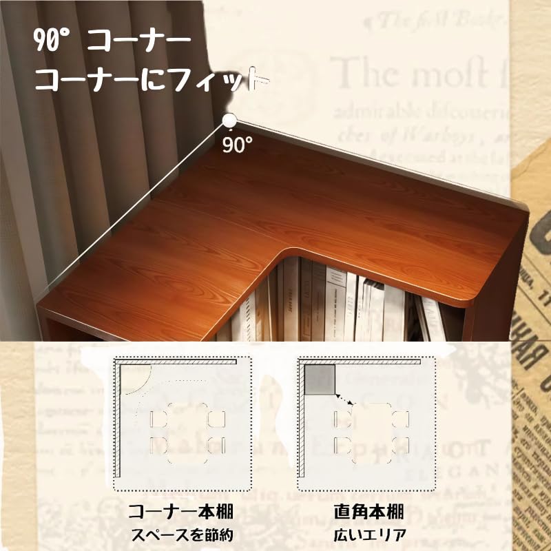 Amazon｜本棚 ブックスタンド コーナーラック 木製 大容量 6層 180cm