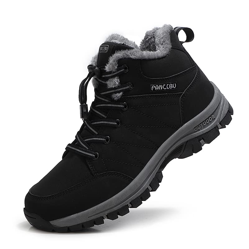 Mens Winter Boots Casual Lightweight Waterproof Snow Boots Anti-Slip Fur Lined Trekking Backpacking Hiking Boots