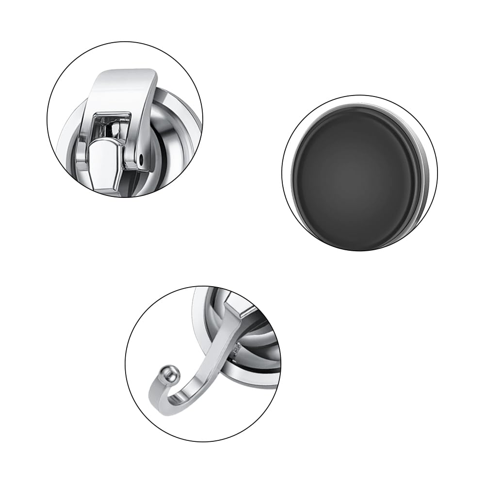 2 Ganci A Ventosa Resistenti Argento | 60x85 Mm, Portata 5 Kg Ciascuno | Per Doccia, Cucina, Pareti Lisce