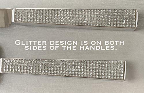 All Things Weddings, Wedding Ceremony, Glitter Galore Wedding Cake and Knife Server Set, Cake Cutter with Knife, Silver and Glitter