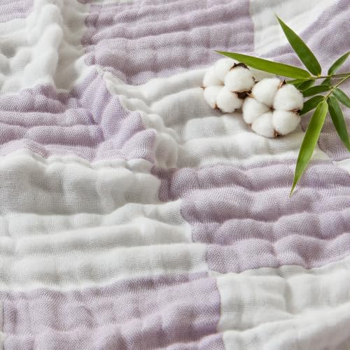 Image of EMME Cooling Muslin Blanket for Adults - Checkered Lightweight Summer Cotton Throw Blankets of Rayon Derived from Bamboo for Hot Sleepers, Ultra Soft Breathable Gauze