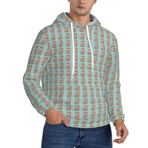 Sweat à capuche unisexe avec poche motif loutres mignonnes, vêtement streetwear casual