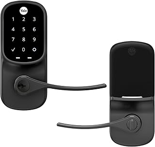 Yale Assure - Palanca de gamuza negra, con pantalla táctil conectada, teclado inteligente, cerradura de puerta con mango para puerta de entrada delantera, YRL226-WF1-BSP