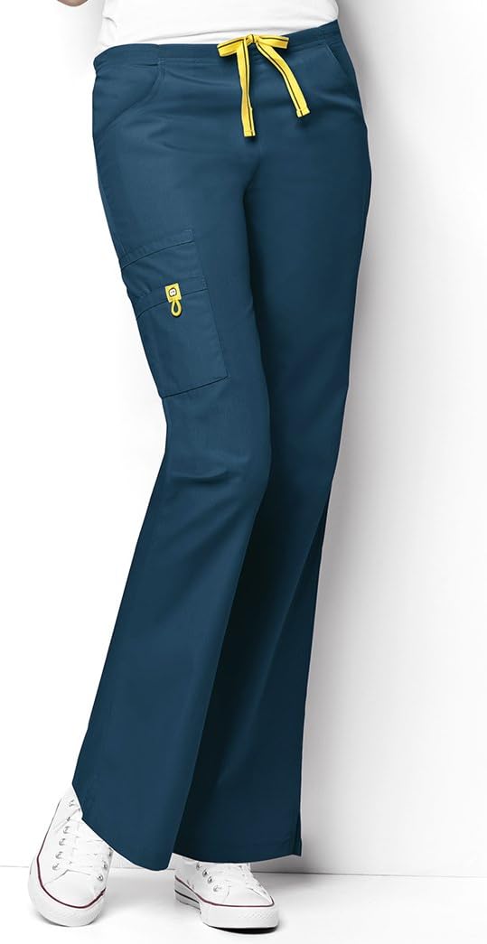 Womens Medical Scrubs Pants Flare Leg Cargo Pant