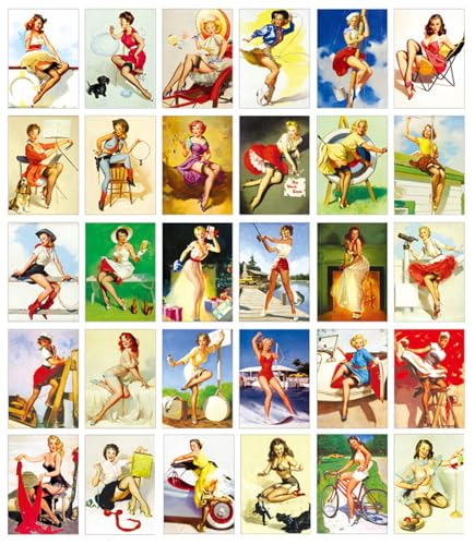 ZPPLD Set 30 Postkarten,Postkarten Vintage,Retro 80er Jahre Sexy girl Postkarten Set,Postkarten Retro