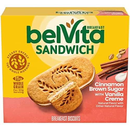 belVita Breakfast Biscuit Sandwiches, Cinnamon Brown Sugar & Vanilla Creme Flavor, 5 Packs (2 Biscuit Sandwiches Per Pack),5 Count(Pack of 1)