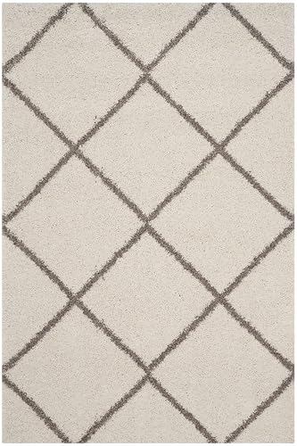 Image of Ultra-Soft Shaggy Carpet (2 X 6 FEET, Ivory Beige Trellis) Fluffy, Cozy & Durable Area Rug for Living Room, Bedroom & More ? Premium Modern Design