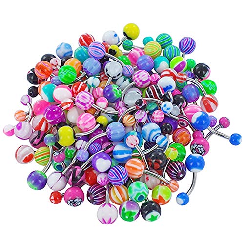 Livecitys 30 Pcs Coloré Sexy Belly Bars Body Piercing Bouton Anneau Nombril Barbell pour Summer Beach Party Cover