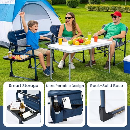 SUNNYFEEL Oversized Portable Folding Camping Directors Chair with Adjustable Side Table and Side Pocket for Outdoor Activities - Image 5
