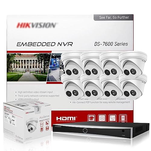 HIKV 8 Channel PoE Security Camera System, DS-7608NXI-I2/8P/S 8CH 4K Acu-Sense PoE NVR + 8x DS-2CD2343G2-I(Upgrade DS-2CD2343G0-I&DS-2CD2342WD-I) 4MP Turret VCA WDR IP Camera Compatible with Hikvision -  Asmiwo, NXI 8Channel + 8Camera KIT2